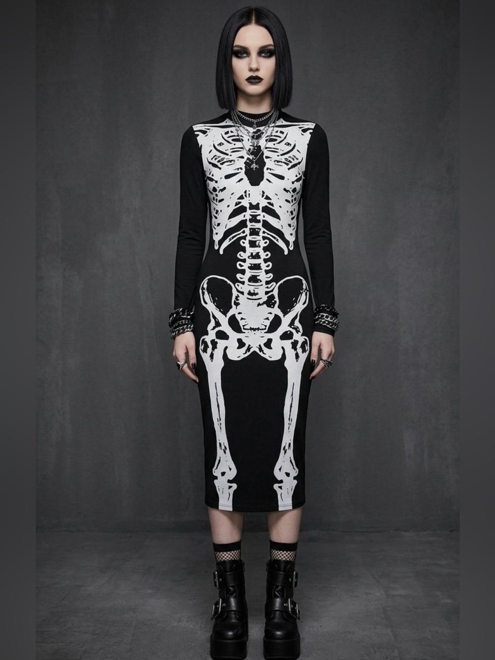 IRON Wishbone Medium Midi Dress Black